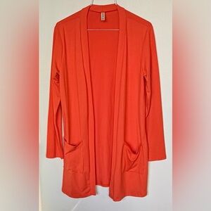 Vibrant Orange Open Front Cardigan